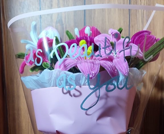 Buket Bunga Kawat Bulu